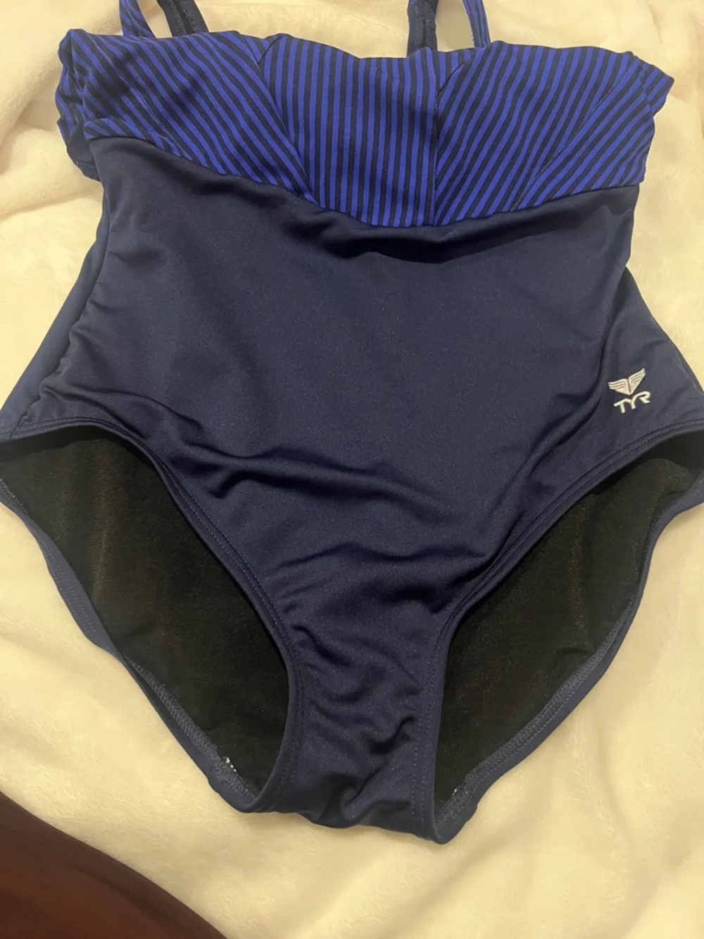 TYR Blue Striped Bust One-Piece Swimsuit size 10